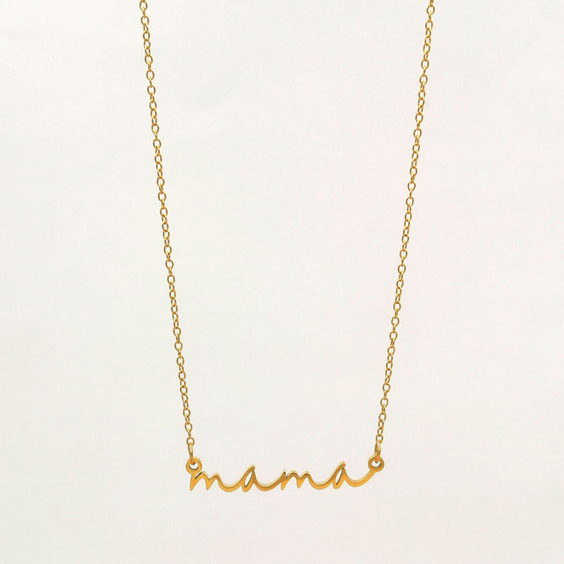 Fashion Simple Golden Mama Pendant Letter Stainless Steel Necklace