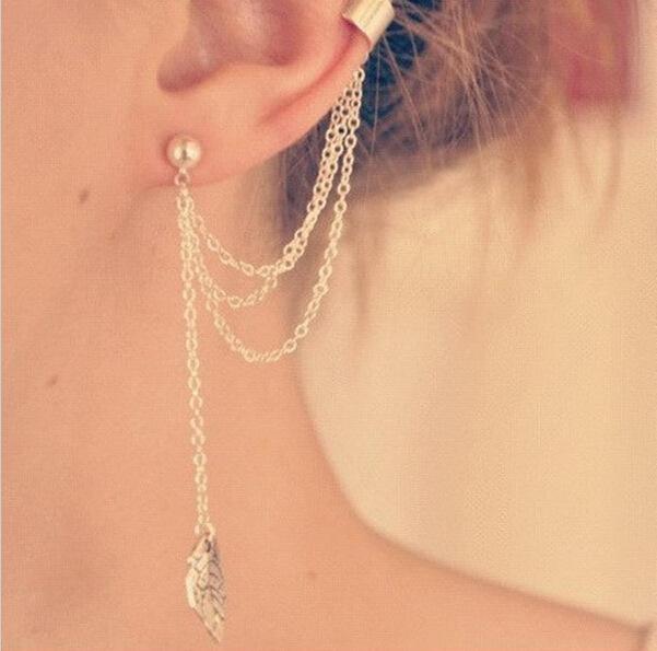 Fashion Leaf Fringe Metal Earrings for Women