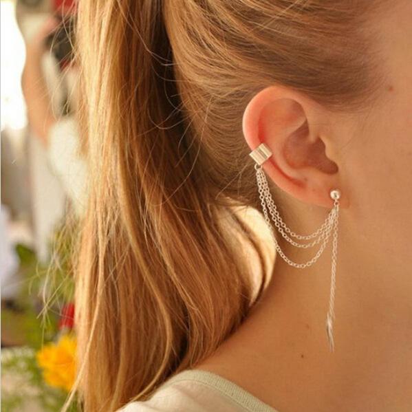 Fashion Leaf Fringe Metal Earrings for Women