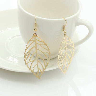 Fashion Simple Metal Leaf Drop Earrings