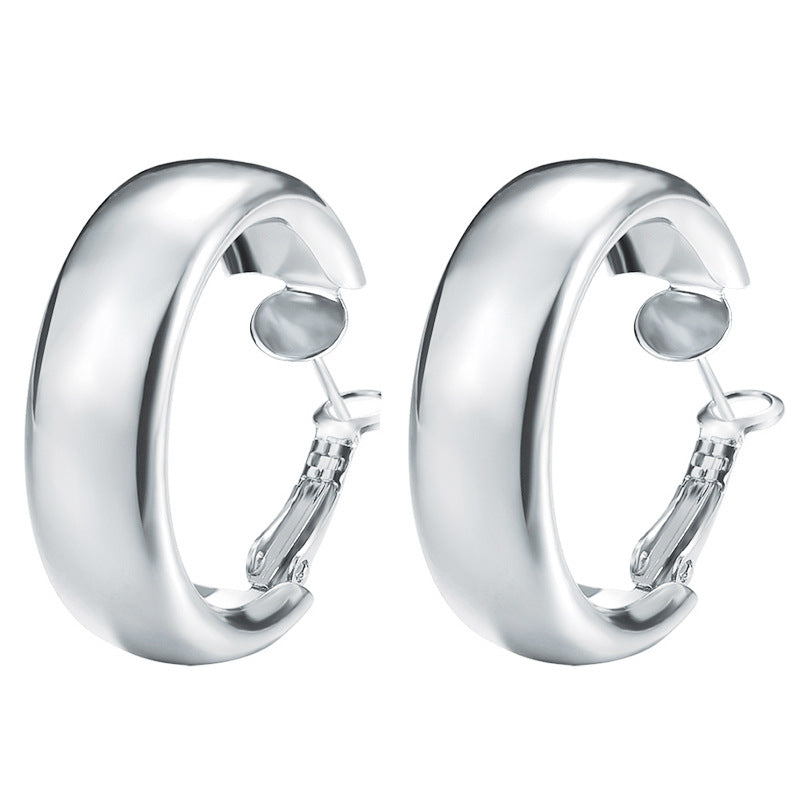 Fashion Creative C-Shaped Metal Earrings - Irregular Semi-Circle Design
