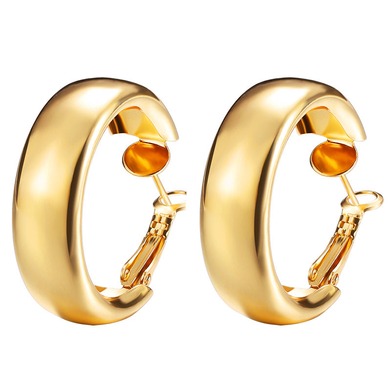 Fashion Creative C-Shaped Metal Earrings - Irregular Semi-Circle Design