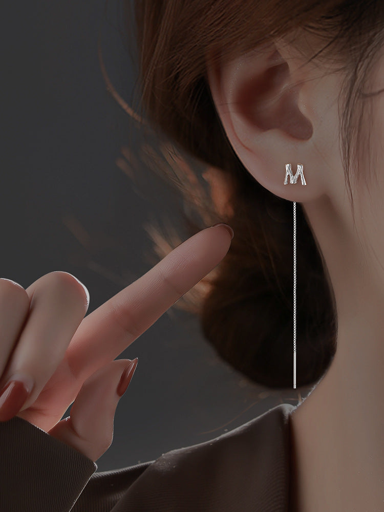 Fashion Simple Sterling Silver Alphabet Tassel Earrings