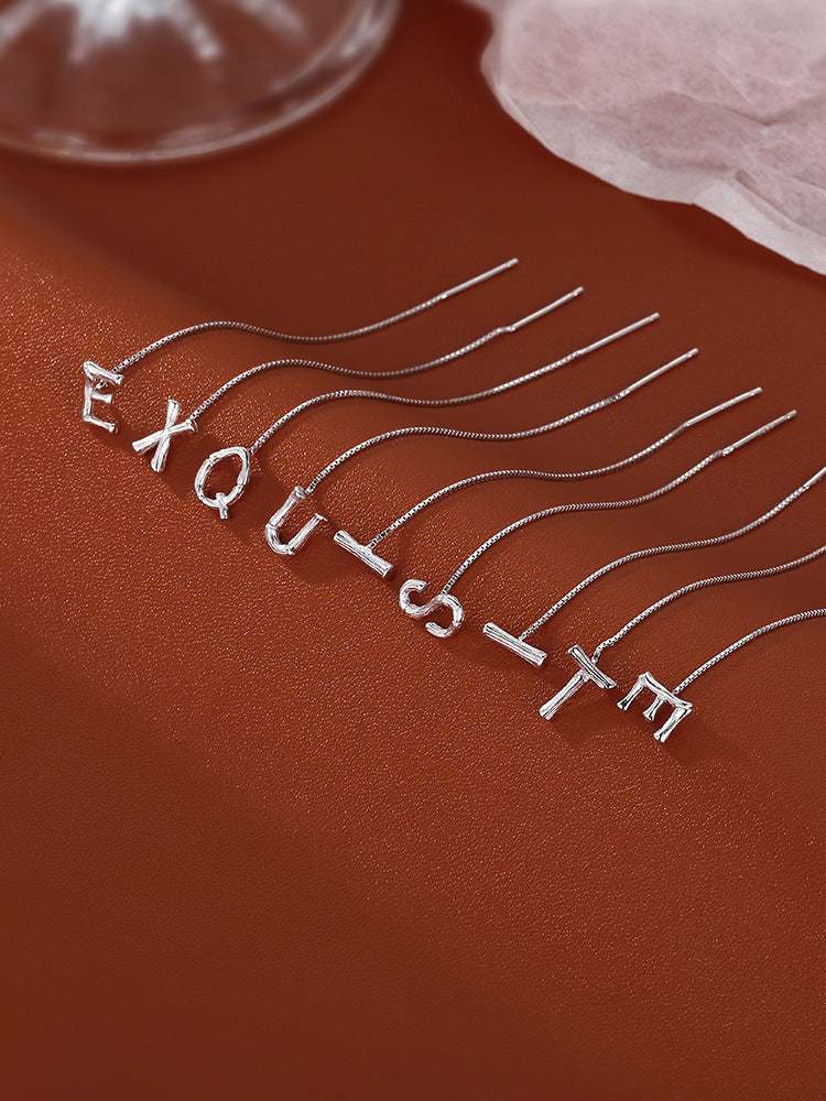 Fashion Simple Sterling Silver Alphabet Tassel Earrings