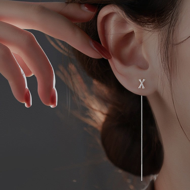 Fashion Simple Sterling Silver Alphabet Tassel Earrings