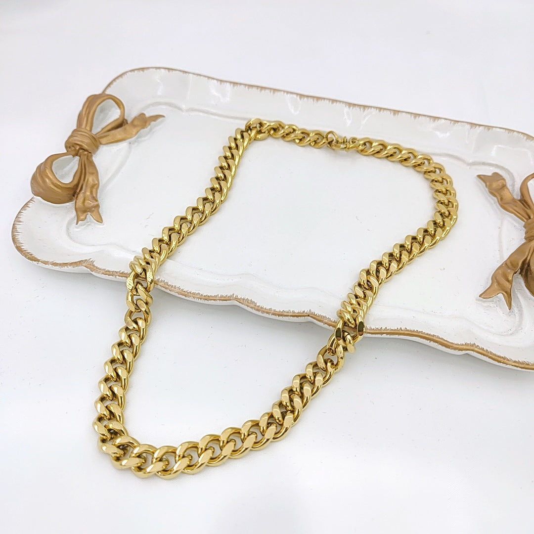 Fashion Simple Thick Titanium Steel Clavicle Chain Necklace for Women