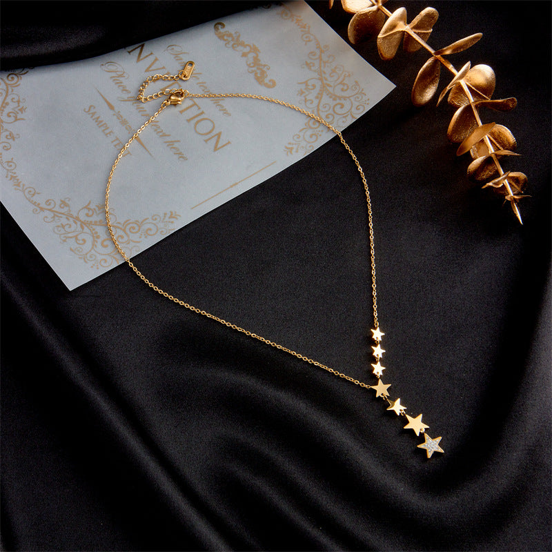 Fashion Simple Titanium Steel Five-Pointed Star Pendant Necklace