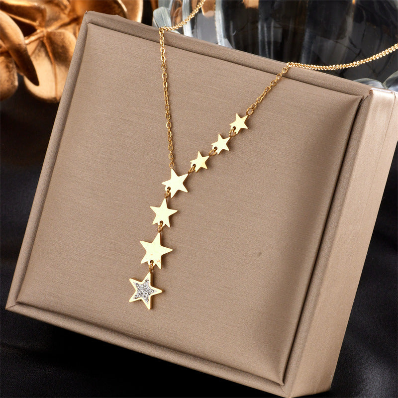 Fashion Simple Titanium Steel Five-Pointed Star Pendant Necklace