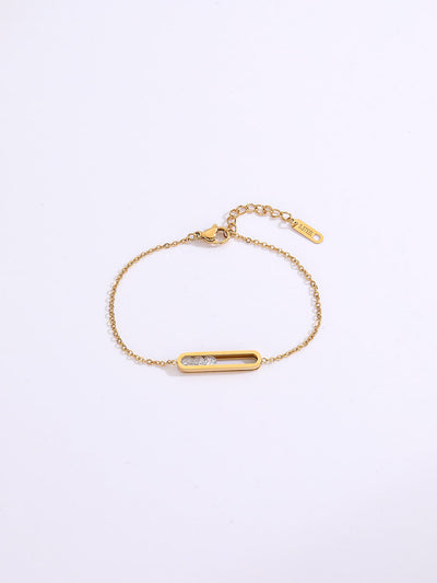 18K Gold Plated Stainless Steel Geometric Zircon Bracelet for Women