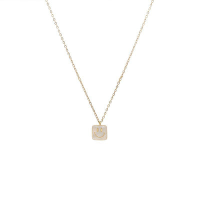 Fashion Smiley Face Titanium Steel Shell Pendant Necklace