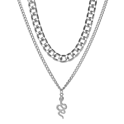 Fashion Snake Pendant Double Layer Alloy Necklace