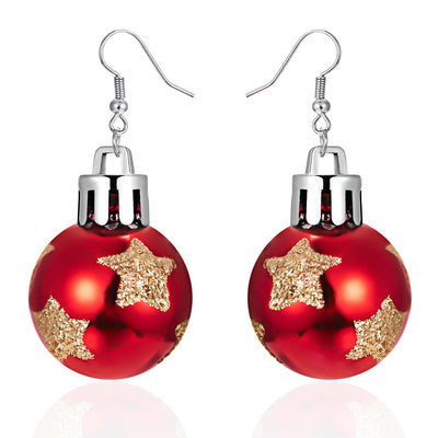 Snowflake Resin Plated Christmas Bulb Drop Earrings for Women