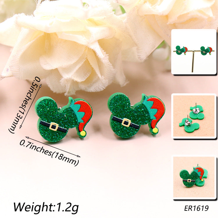 Acrylic Snowman Christmas Hat Earrings for Women
