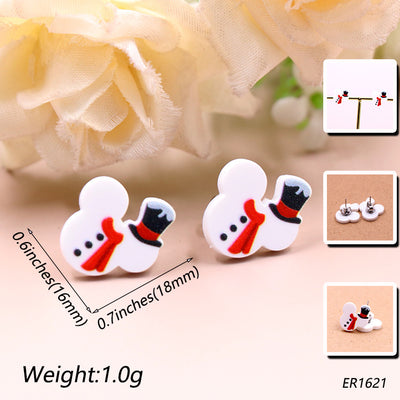 Acrylic Snowman Christmas Hat Earrings for Women