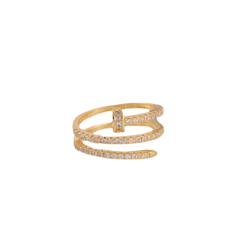 Fashion Copper Plated Zircon Inlay Statement Ring