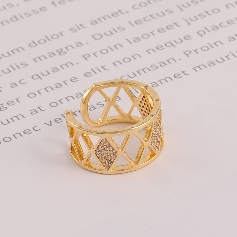 Fashion Copper Plated Zircon Inlay Statement Ring