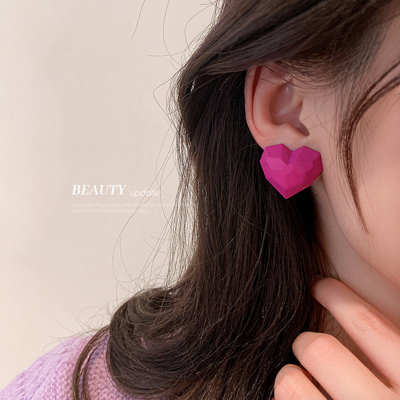 Pink Heart-shaped Alloy Tassel Earrings for Women