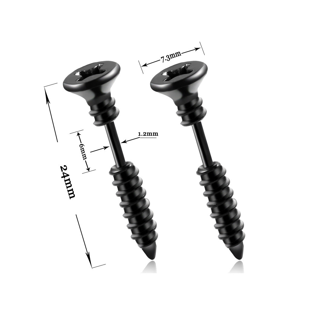 Fashion Stainless Steel Screw Stud Earrings - Double-Sided Unique Design
