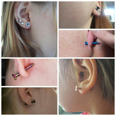 Fashion Stainless Steel Screw Stud Earrings - Double-Sided Unique Design