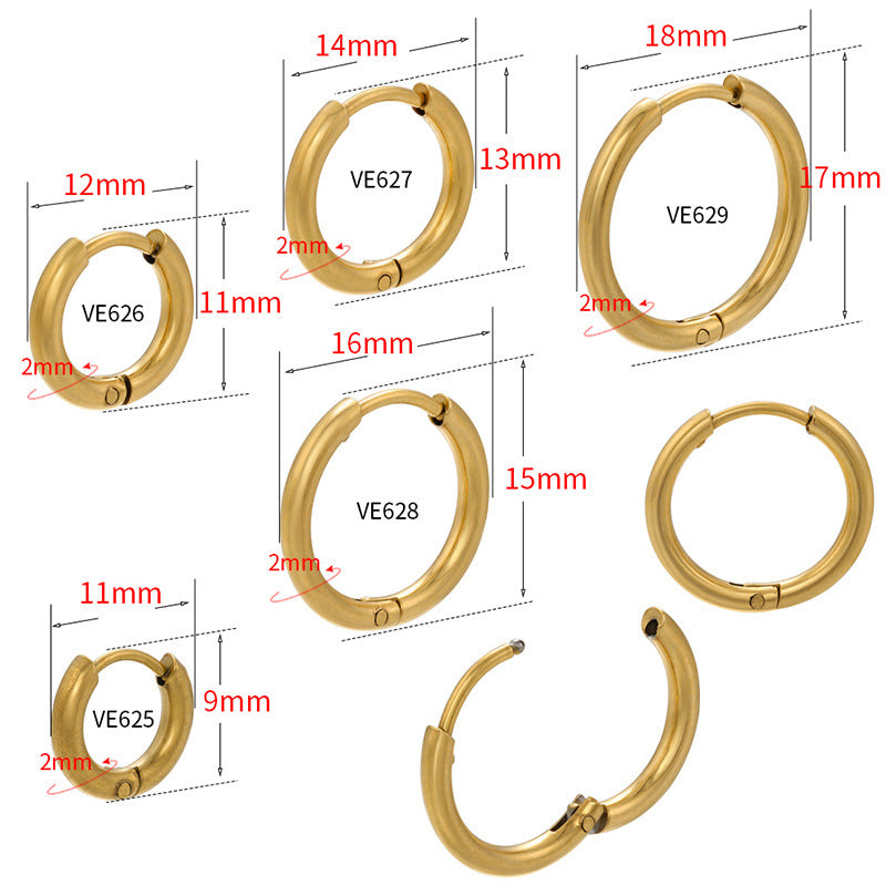 Fashion Solid Color Stainless Steel Hoop Earrings with Bead Accent