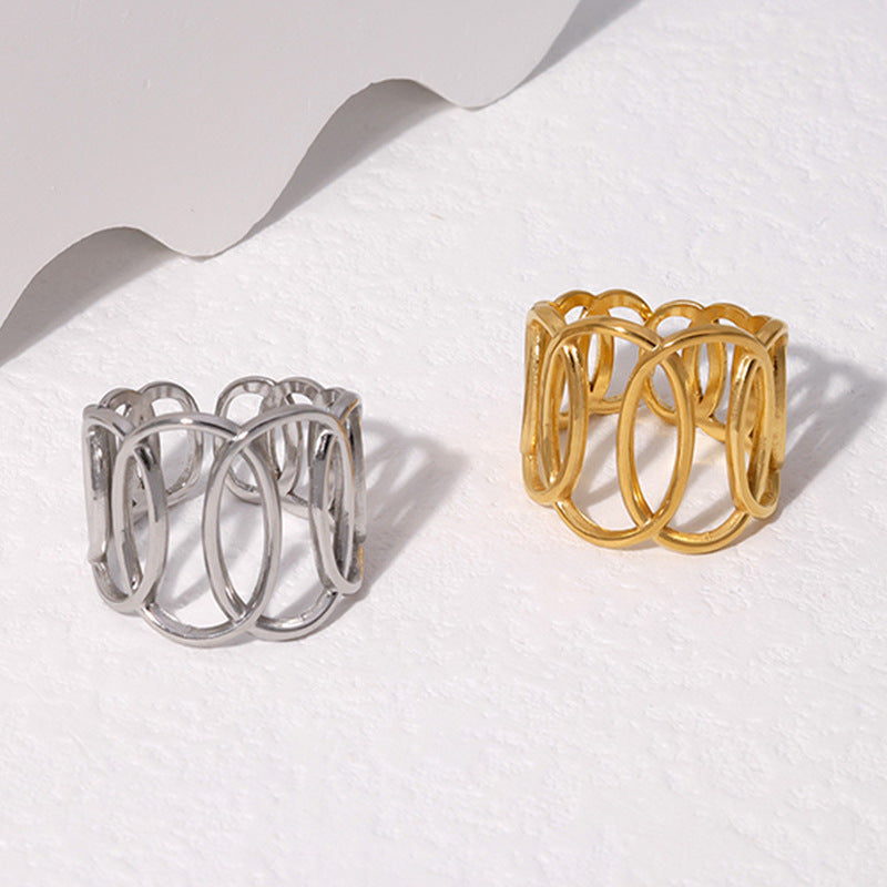 Fashion Geometric Stainless Steel Open Ring