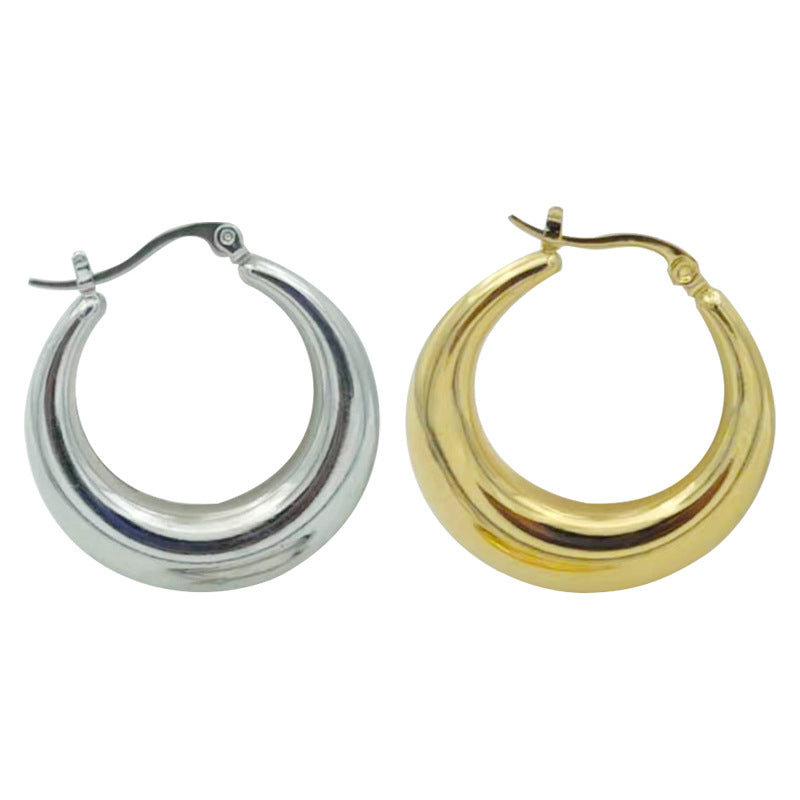 Geometric Polished Gold Plated Stainless Steel Drop Earrings