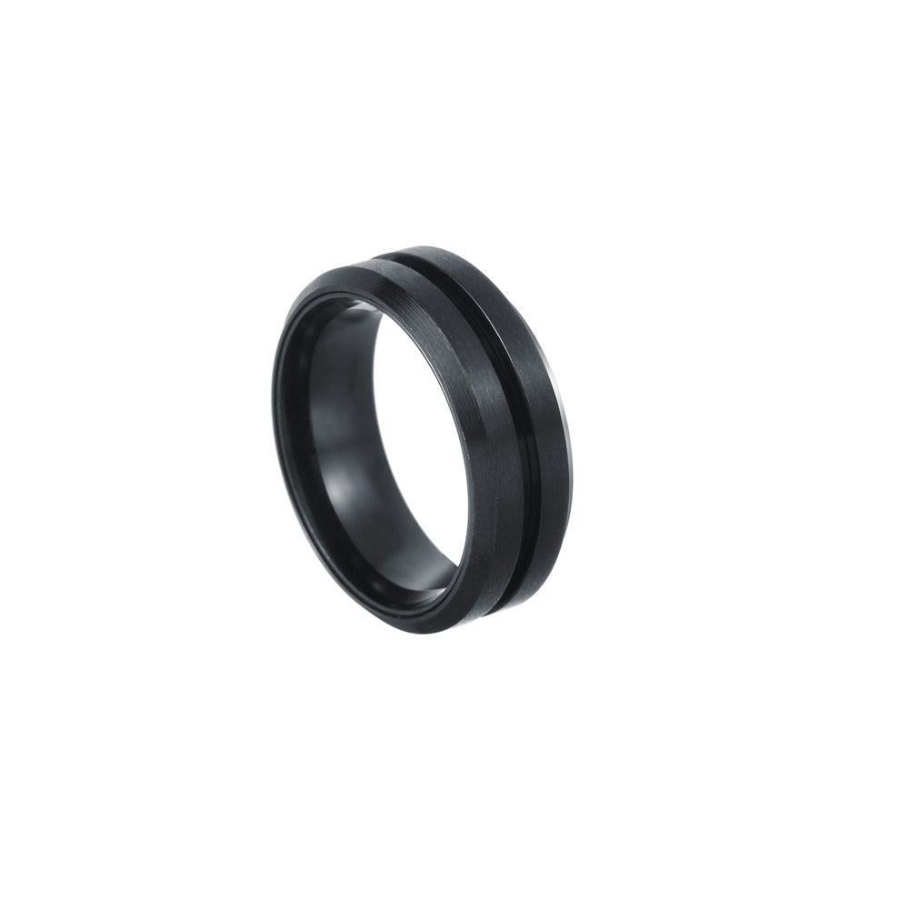 Fashion Solid Color Black Stainless Steel Spinner Ring for Men