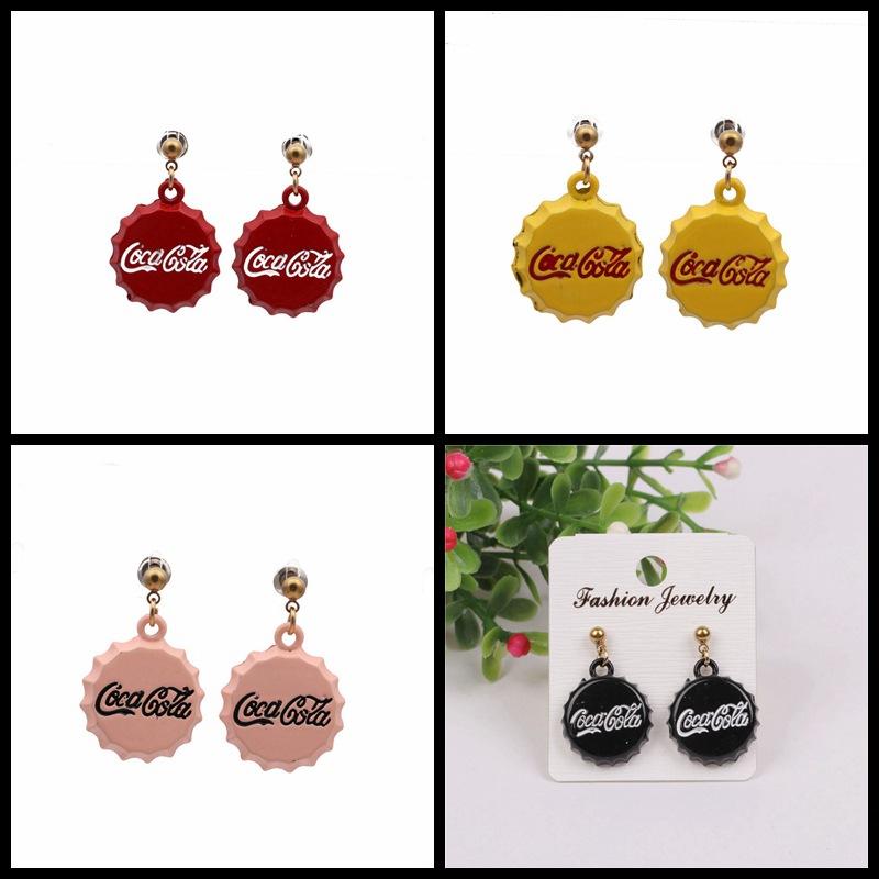 Fashion Spray Paint Bottle Cap Cartoon Earrings NHYL155114
