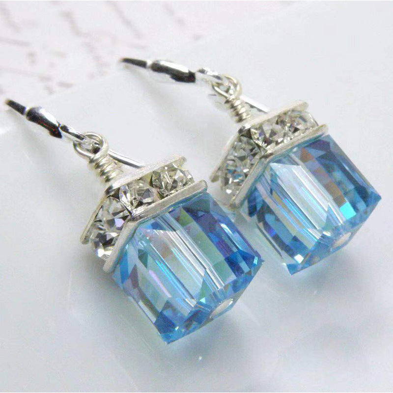 Fashion Square Alloy Plated Artificial Gemstone Drop Earrings for Women