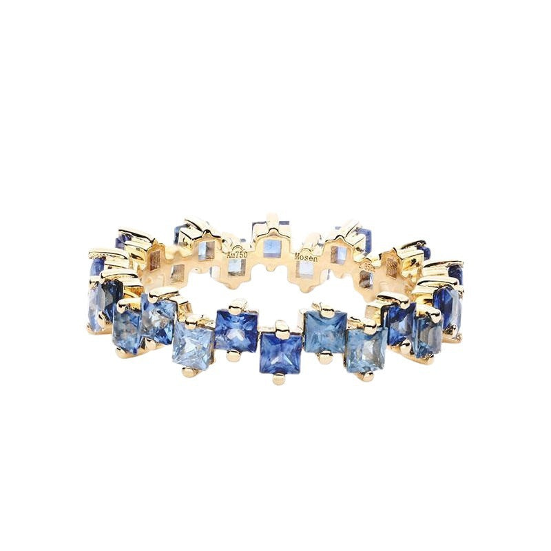 Rainbow Series Blue Gemstone Inlay Copper Ring