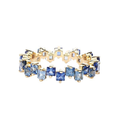 Rainbow Series Blue Gemstone Inlay Copper Ring