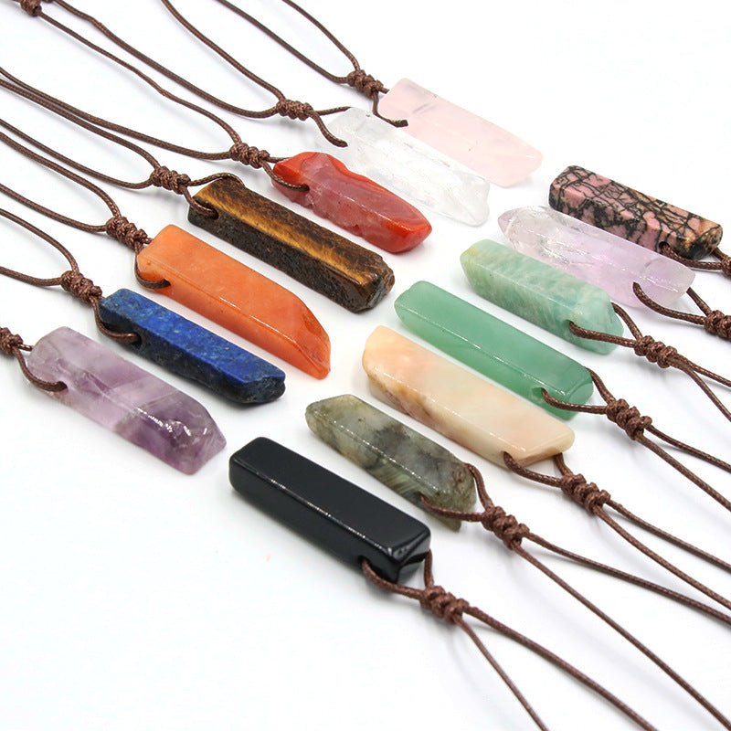 Amethyst and Red Agate Irregular Gemstone Pendant Necklace