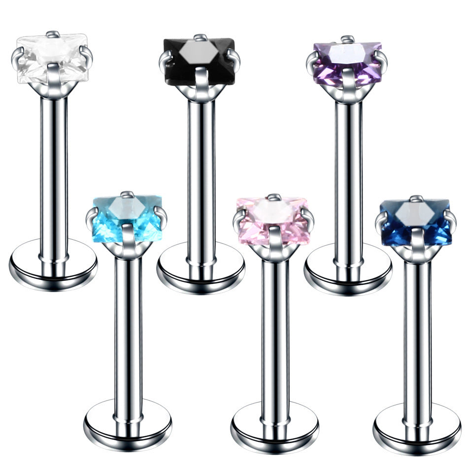 Fashion Heart Zircon Stainless Steel Lip and Nose Stud Piercing Jewelry