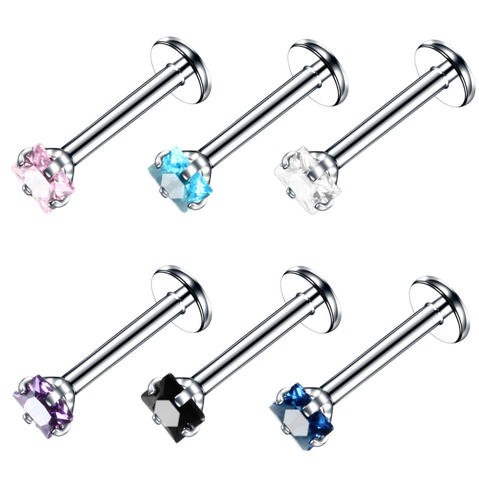 Fashion Heart Zircon Stainless Steel Lip and Nose Stud Piercing Jewelry