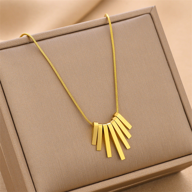 Fashion Square Gold-Plated Titanium Steel Necklace for Women