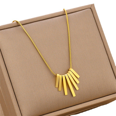 Fashion Square Gold-Plated Titanium Steel Necklace for Women
