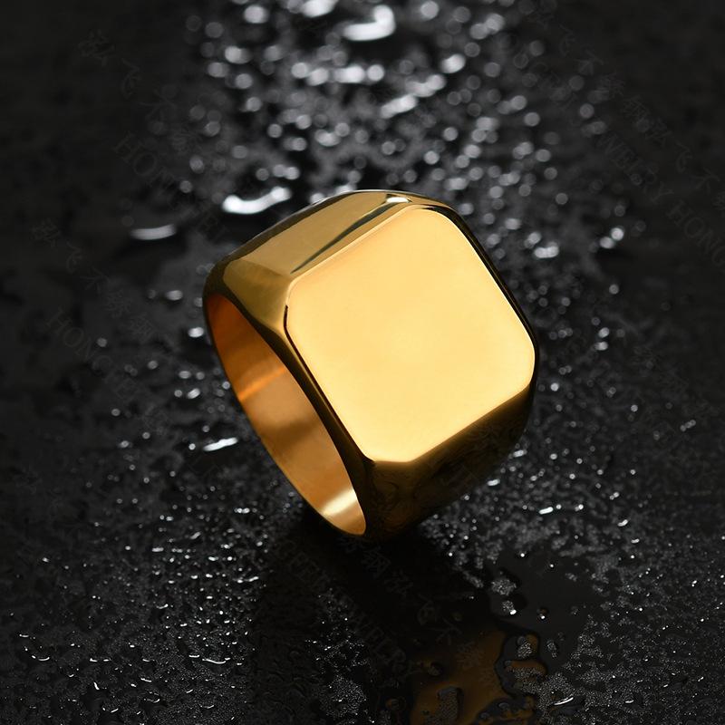 Fashion Stainless Steel Minimalist Square Ring for Men