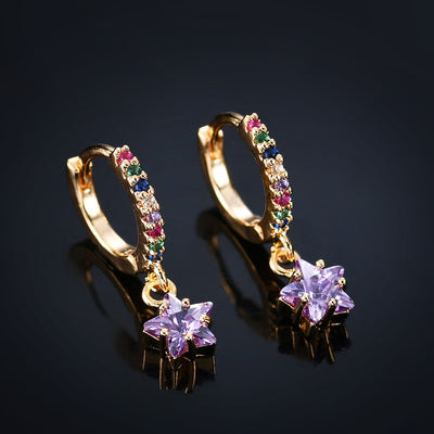Fashion Star Minimalist Zircon Star Drop Earrings