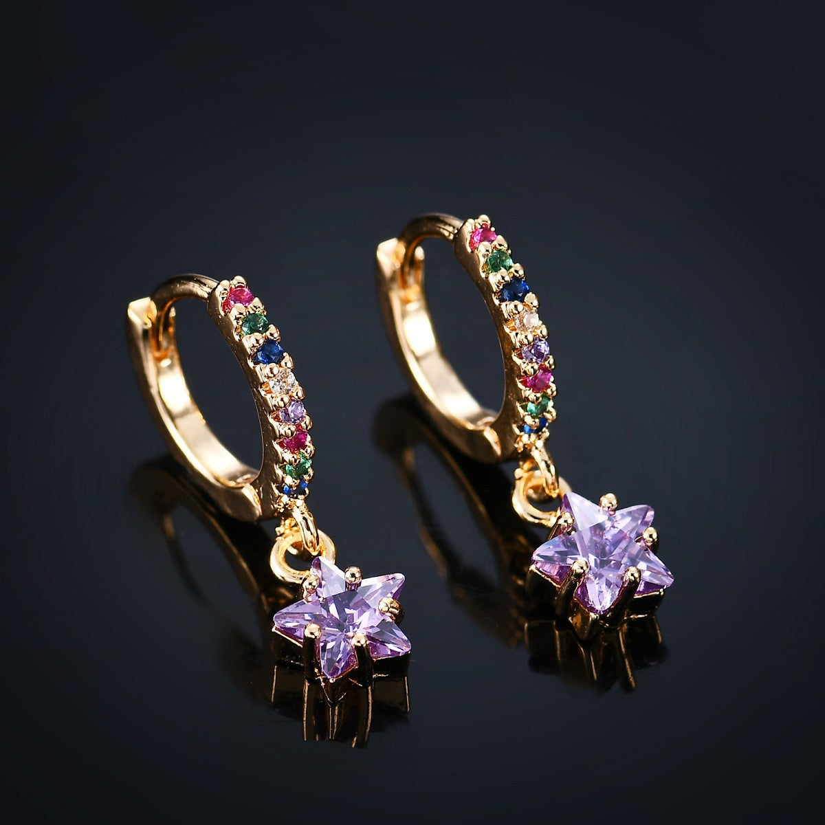 Fashion Star Minimalist Zircon Star Drop Earrings