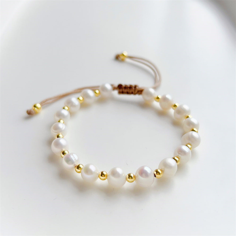 Fashion Star Pearl Gold-Plated Beaded Bracelet Set