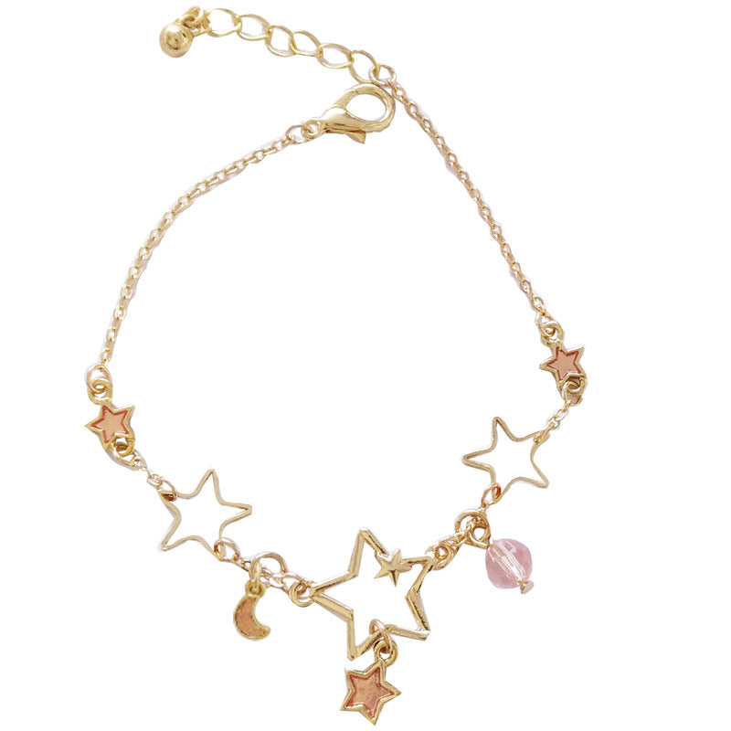 Fashion Star and Moon Pendant Alloy Bracelet for Women