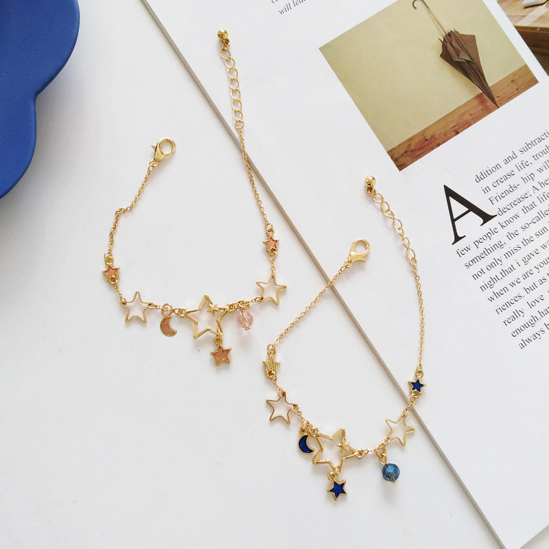 Fashion Star and Moon Pendant Alloy Bracelet for Women