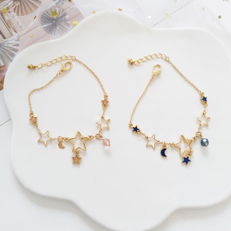 Fashion Star and Moon Pendant Alloy Bracelet for Women
