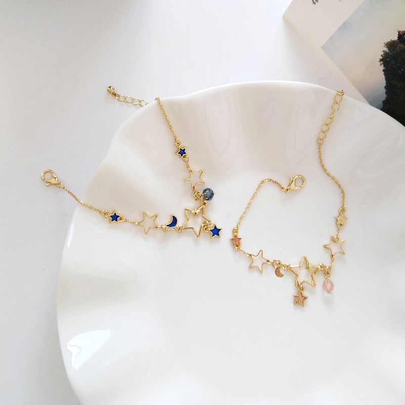 Fashion Star and Moon Pendant Alloy Bracelet for Women