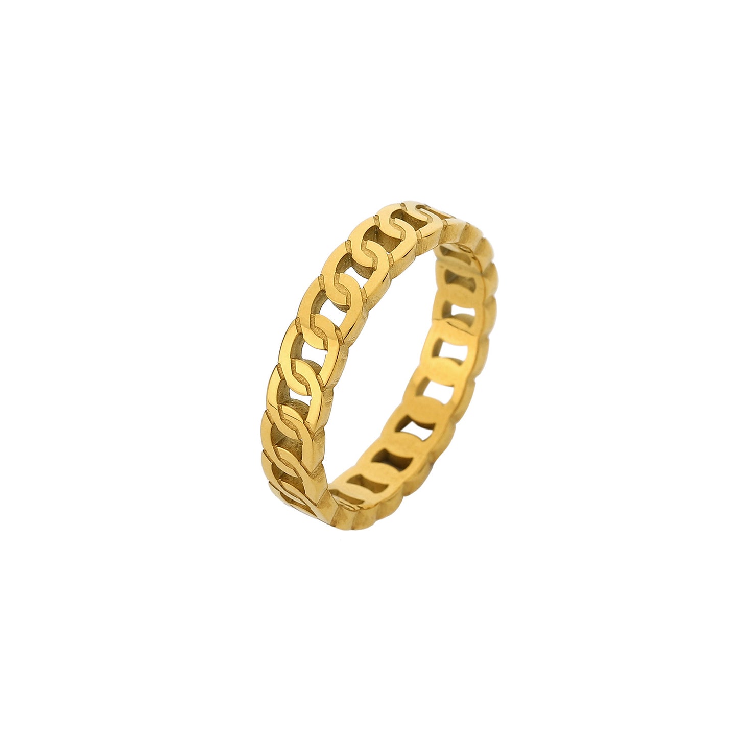 Fashion Gold Plated Hollow Stainless Steel Spiral Ring