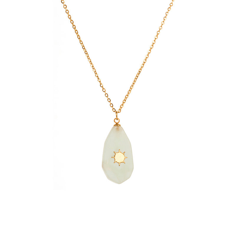 Fashion Stainless Steel Natural Stone Cross Pendant Necklace