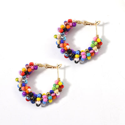 Fashion Bohemian Colorful Beaded Hoop Earrings