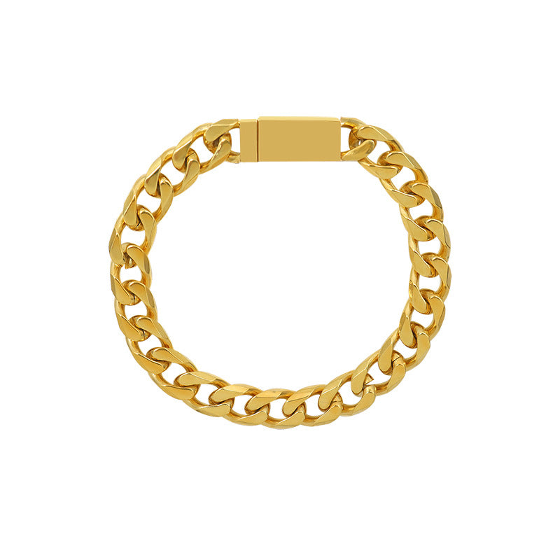 Fashion Handmade Magnetic Stainless Steel Bracelet 18k Gold Plated Couples Jewelry