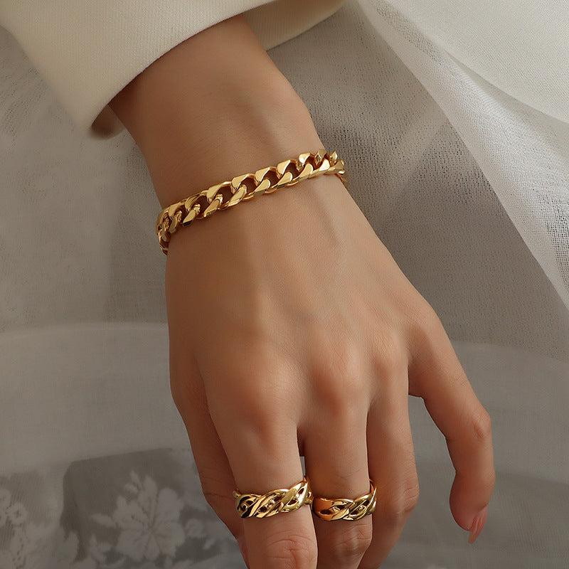 Fashion Handmade Magnetic Stainless Steel Bracelet 18k Gold Plated Couples Jewelry