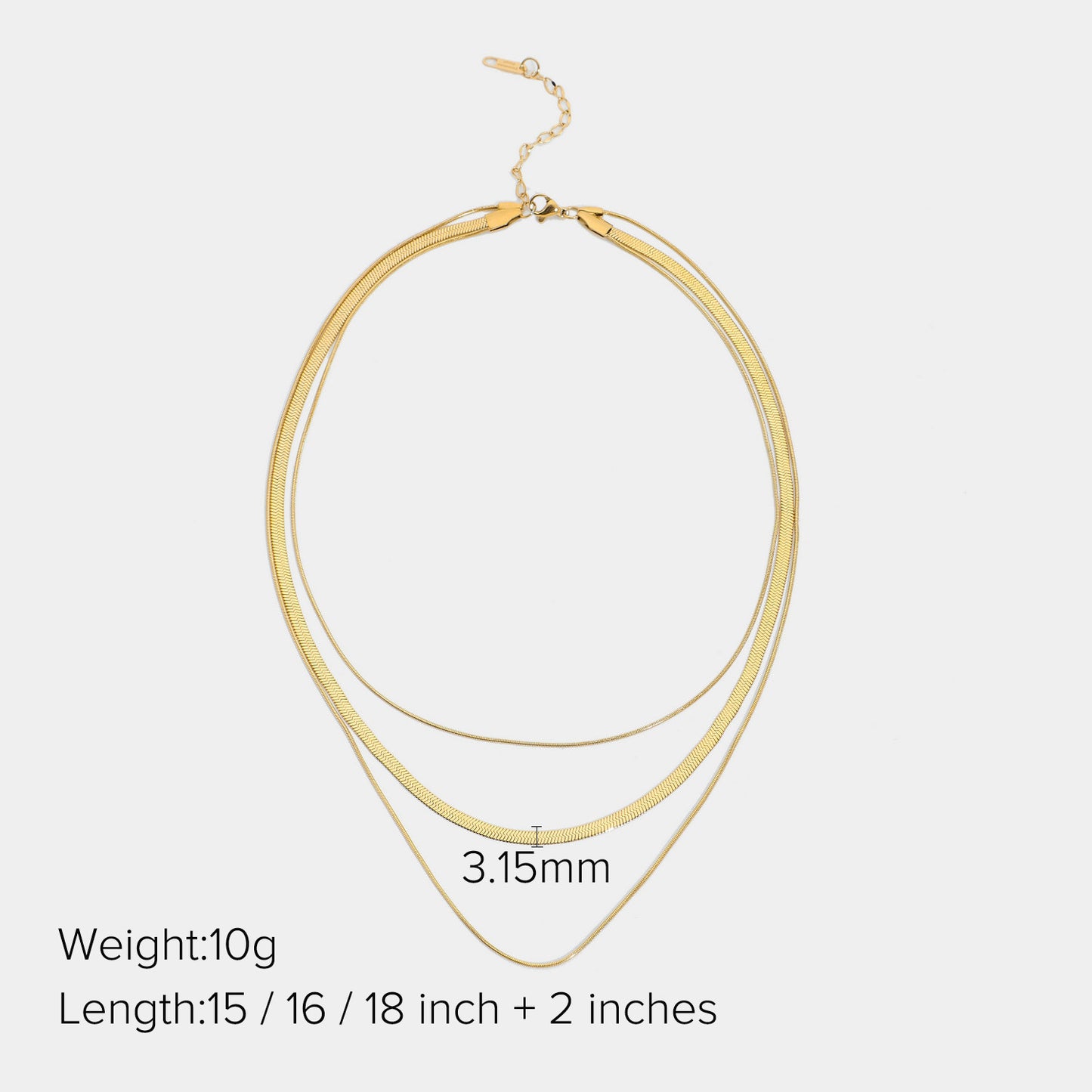 14K Gold-Plated Stainless Steel Layered Snake Chain Necklace